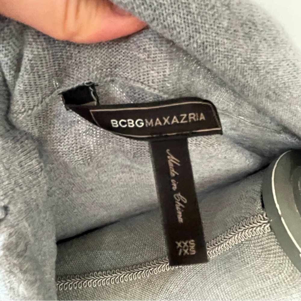 BCBG Zane sweater asymmetrical hem merino wool sweater cardigan light grey - Picture 8 of 8